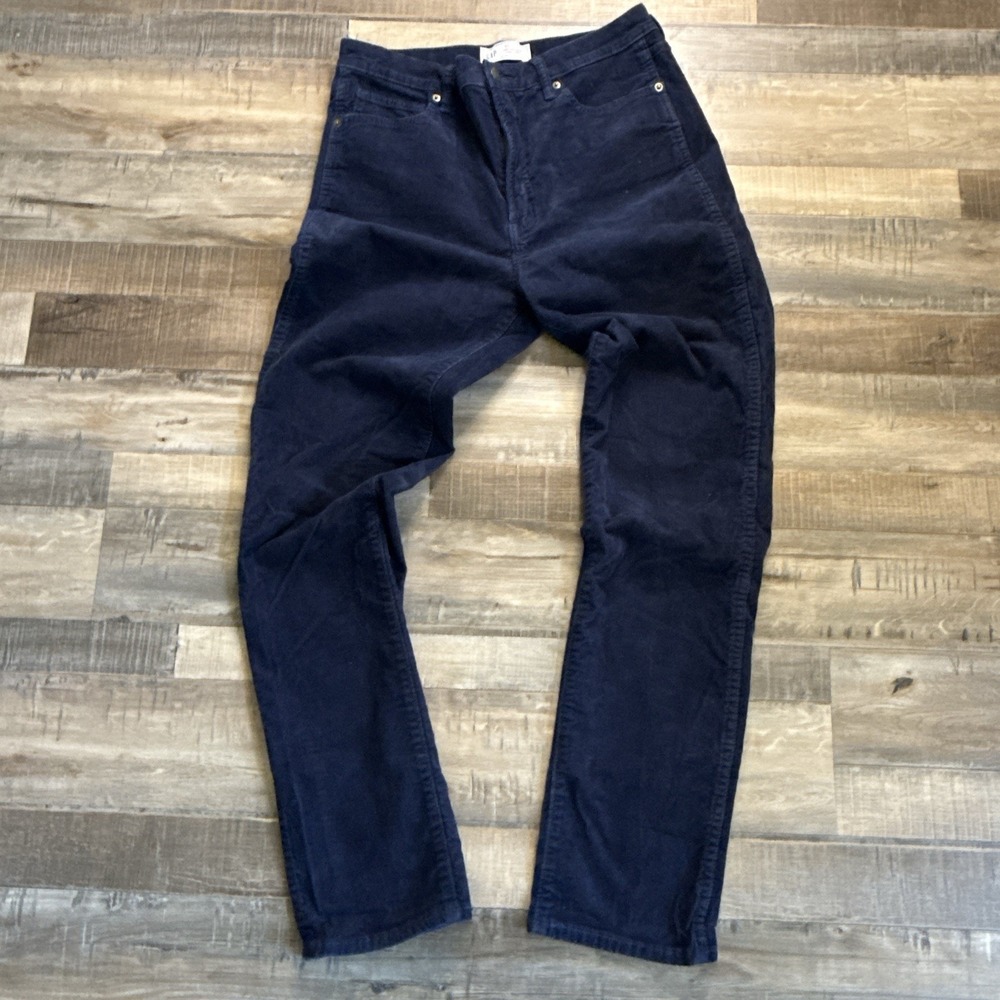 Gap Vintage Slim High Rise Corduroy Navy Blue Pants Sz 10 Tall Straight